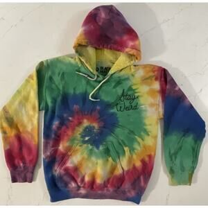 Black Matter Hoodie Mens XL Tie Dye Stay Weird Rainbow Pullover Sweatshirt